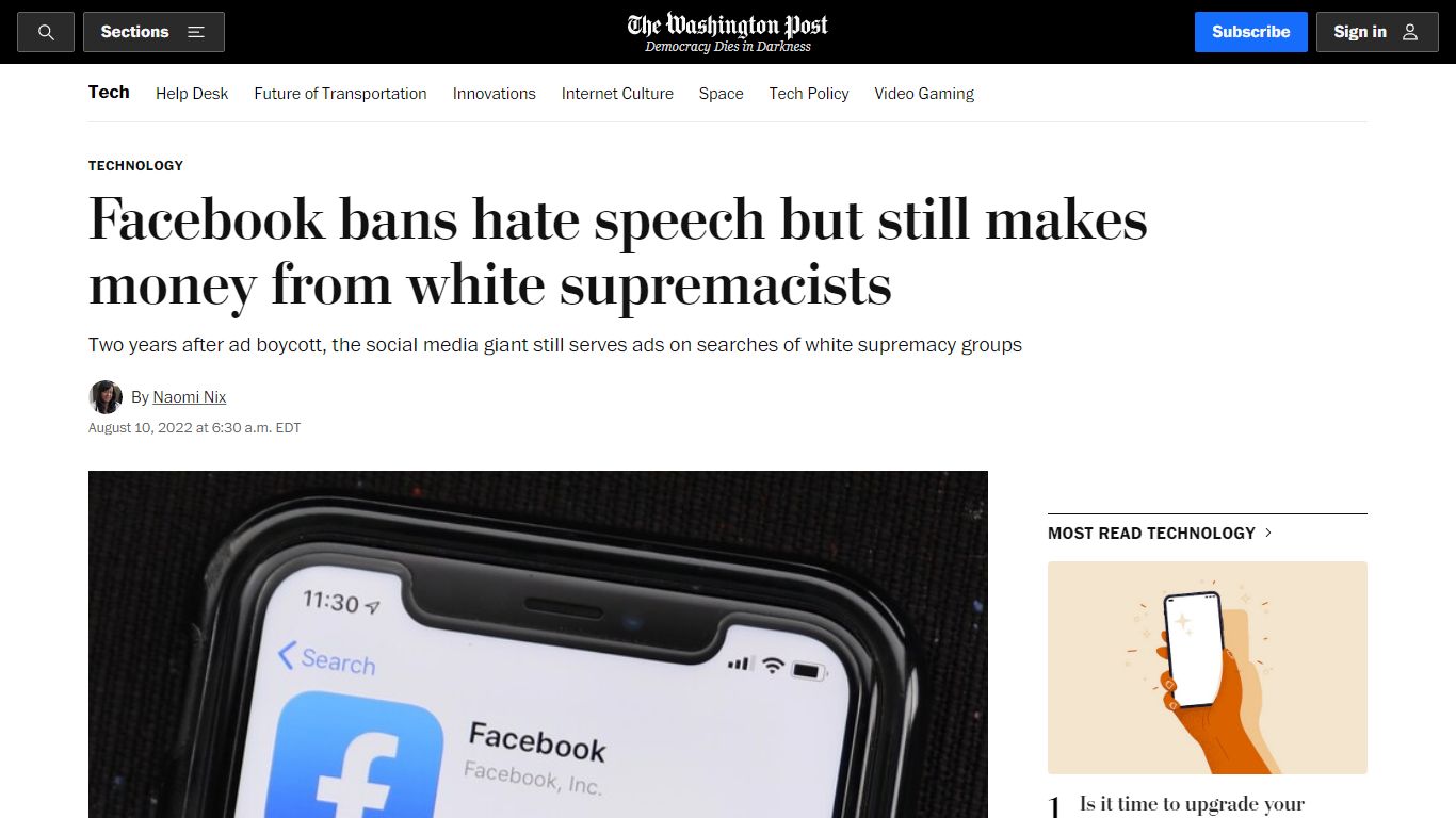 Facebook profits from White supremacy - The Washington Post