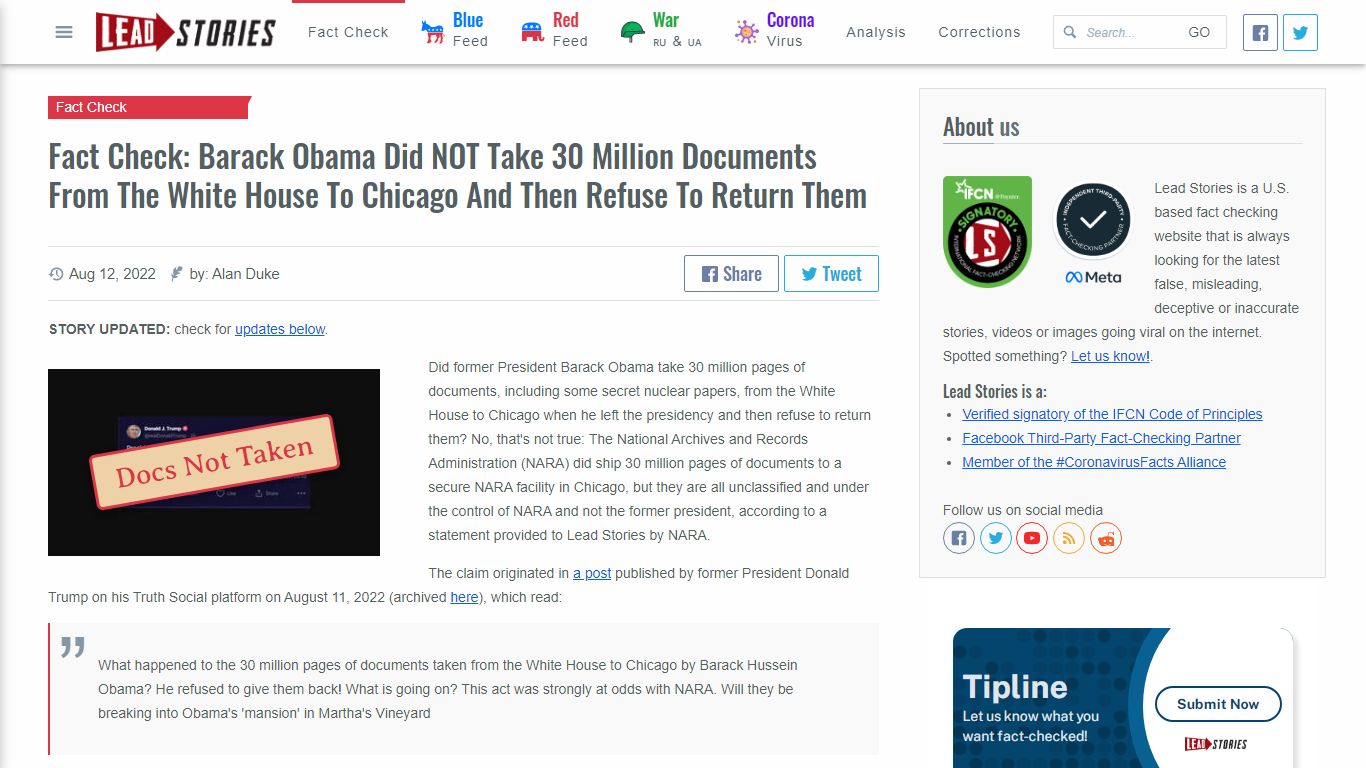Fact Check: Barack Obama Did NOT Take 30 Million Documents From The ...